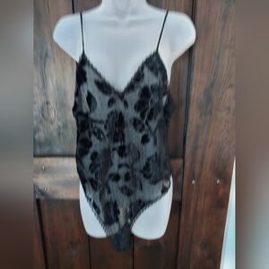 Vintage Blanche Sheer Black Floral Teddy